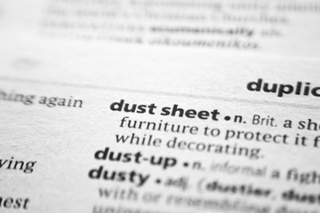 Word or phrase Dust sheet in a dictionary.