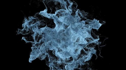 nice and smooth motion of many particles. abstract background with turbulent windy smoke representation and blue color balls. nice backdrop for video design. hd resolution with alpha channel