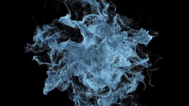 nice and smooth motion of many particles. abstract background with turbulent windy smoke representation and blue color balls. nice backdrop for video design. hd resolution with alpha channel