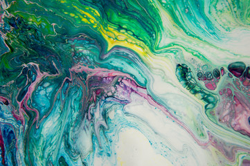 Fototapeta na wymiar acrylic, paint, abstract. Closeup of the painting. Colorful abstract painting background. Highly-textured oil paint. High quality details. Marbling. Marble texture. Paint splash. Colorful fluid