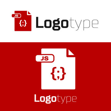 Red JS file document. Download js button icon isolated on white background. JS file symbol. Logo design template element. Vector Illustration