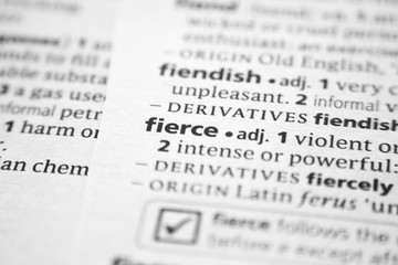 Fototapeta premium Word or phrase Fierce in a dictionary.