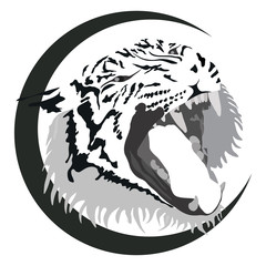 Tiger head, flat design, Black Mascot head, wild animal portrait emblem