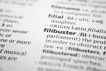 Word or phrase Filibuster in a dictionary.