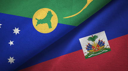 Christmas Island and Haiti two flags textile cloth, fabric texture