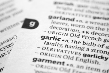 Fototapeta premium Word or phrase Garlic in a dictionary.