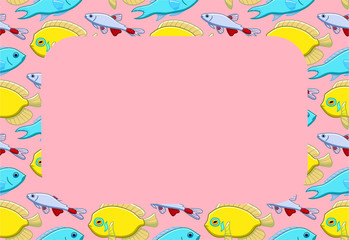 Rectangle copy space on fish pattern. Pink background