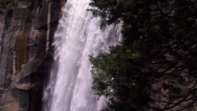 Water going over Vernal Falls in Yosemite National Park