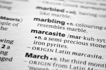 Fototapeta premium Word or phrase Marcasite in a dictionary.