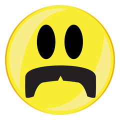 Horseshoe Mustache Smile Face Button Isolated