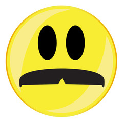 Mustache Smile Face Button Isolated