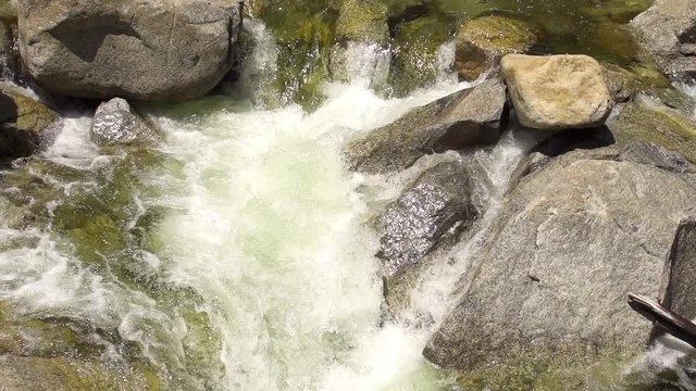 River Rapids in Yosemite National Park. Slow Motion
