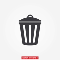 trash can icon vector illustration, Black illustration isolated for graphic and web design.