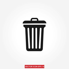 trash can icon vector illustration, Black illustration isolated for graphic and web design.