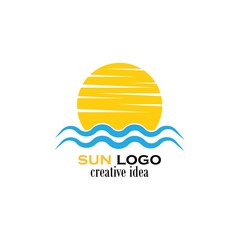 sun logo and icon vector illustration design template