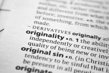Fototapeta premium Word or phrase Originality in a dictionary.