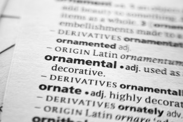 Word or phrase Ornamental in a dictionary.