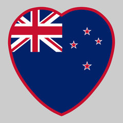 New Zealand Flag In Heart Shape Vector illustration Eps 10