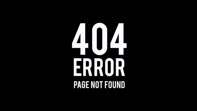 Glitched Page not found Error 404 design motion graphic. Distorted glitch style modern background. Available in 4K FullHD video render footage