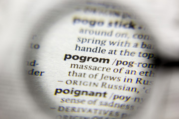 The word or phrase Pogrom in a dictionary.