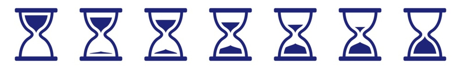 Hourglass Icon Blue | Hourglasses | Time Symbol | Sandglass Logo | Clock Sign | Timer | Isolated | Variations