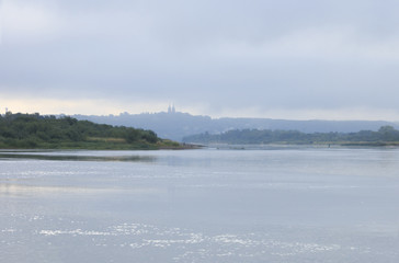 The summer morning landscape at the river.