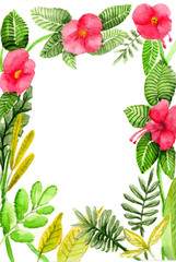 watercolor tropical flowers wedding invitation