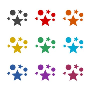 Star color icon set isolated on white background