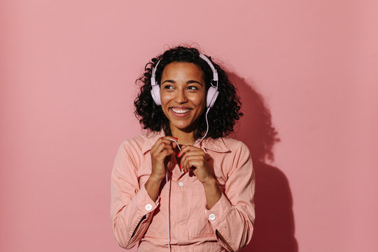 Mixed Girl on Pink Background