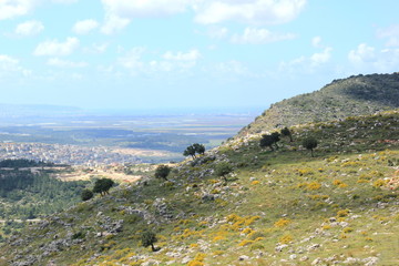 view of the coastline of mediterrian sea from galillea mountains