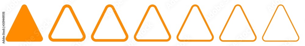 Wall mural triangle icon orange rounded | label triangles | frame logo | emblem | traffic sign | road symbol | 