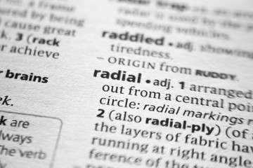 Fototapeta premium Word or phrase Radial in a dictionary.