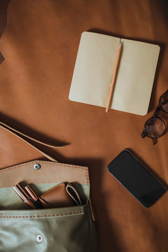 Leather Accessories Flat Lay