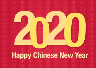 Happy Chinese New Year 2020, Chinese New Year 2020 year of the rat. Poster 2020 year on Red Background. Vector Design.