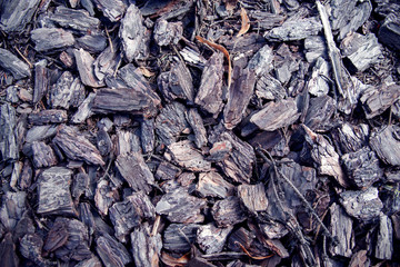 Wood chips closeup on the ground. wood chips texture
