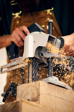 Carpenter in workshop