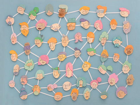 People communication People faces illustration draw and painted with watercolors.