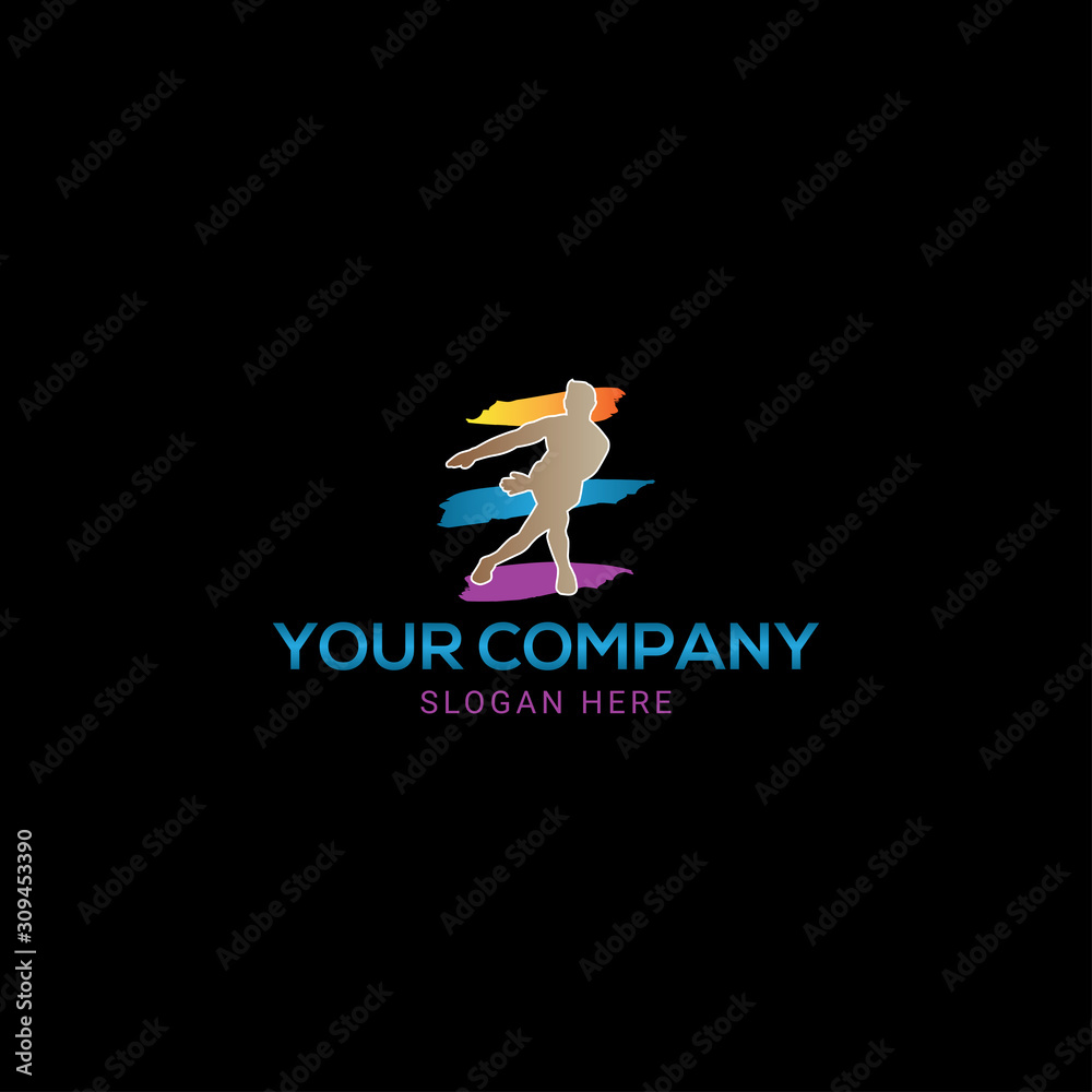 Sticker Sport Fitness Winner Champion Man Logo colorful design