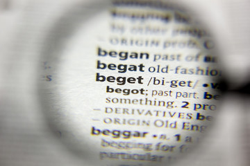 The word or phrase Beget in a dictionary.