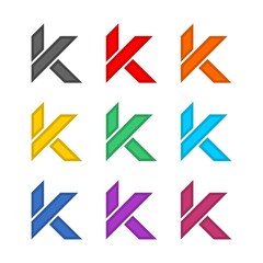 Letter K Logo Design Template color icon set isolated on white background