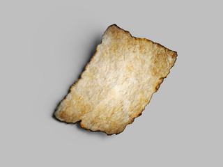 Aged brown paper with burned edges. 3d illustration