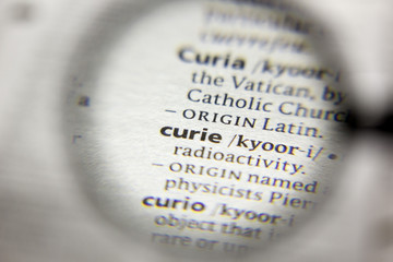 The word or phrase Curie in a dictionary.