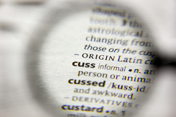 The word or phrase Cuss in a dictionary.
