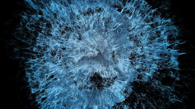 turbulent wind flow of blue particles from center to edges. nice motion of little balls. abstract representation of windy smoke. background for video design. hd resolution with alpha channel