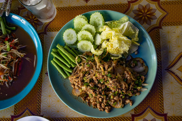 Spicy Minced Pork Salad thai food