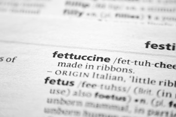 Word or phrase Fettuccine in a dictionary.