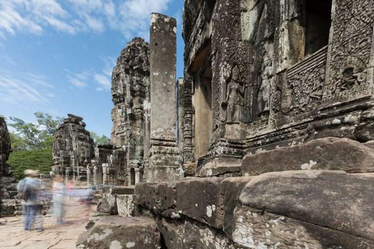 Cambodian temple busy with tourists