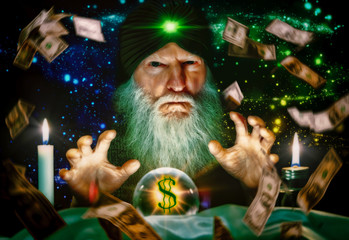 Fortune teller with with magic crystal ball