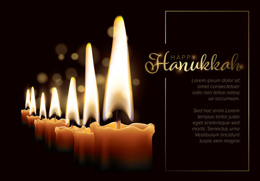 Hanukkah Card Layout with Seven Candles