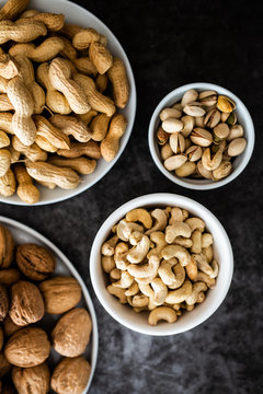 Various sort of nuts on the table
